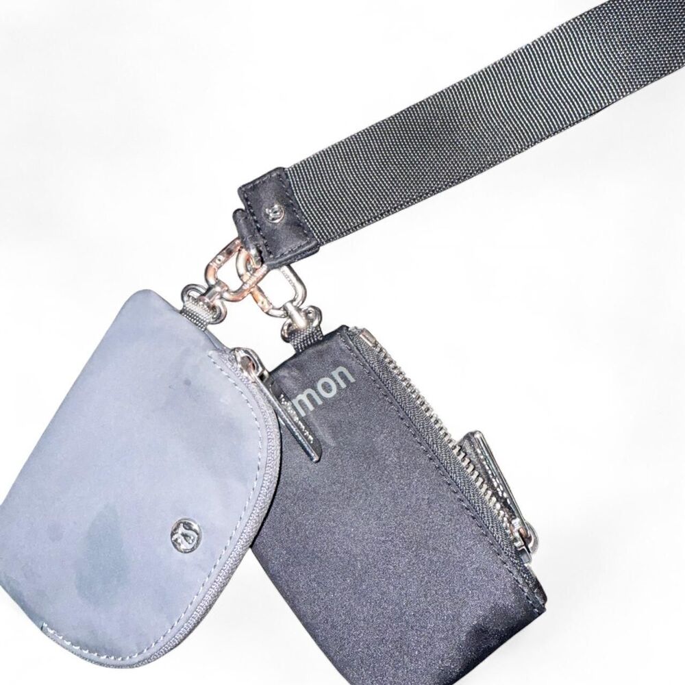Lululemon Women's Grey and Black Wallet-purses